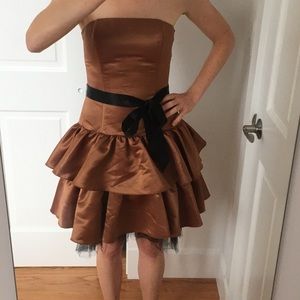 Jessica McClintock bronze gold strapless dress